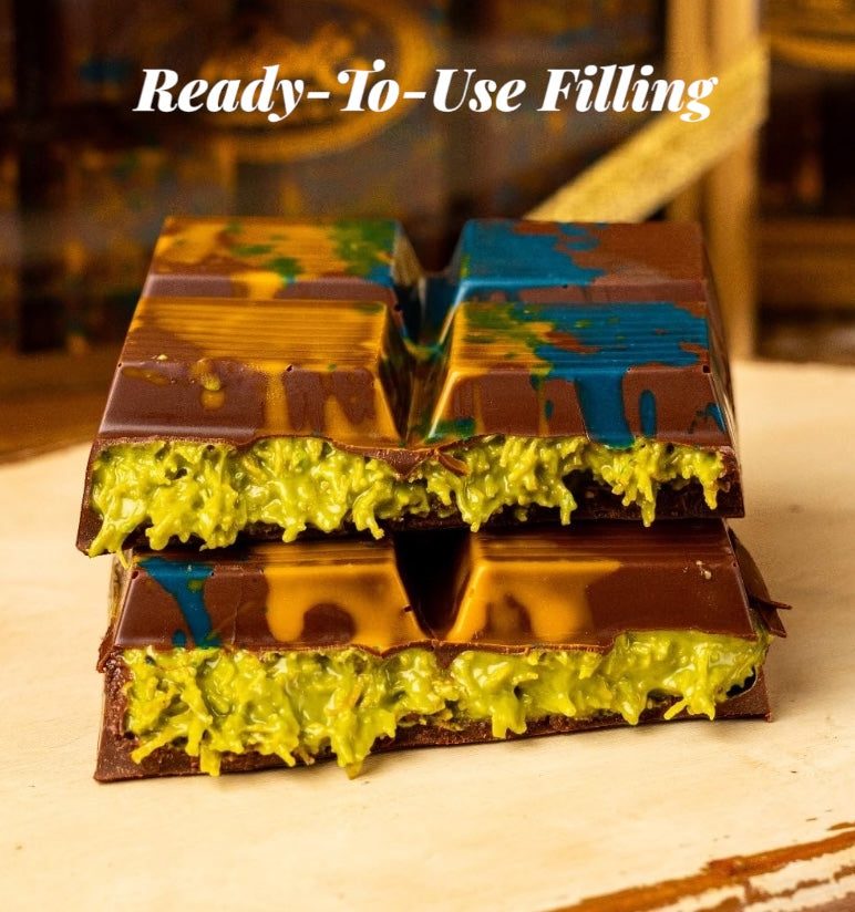 Viral Pistachio Butter, Kataifi and Tahini Spread, Pre-Cooked Mixed READY-TO-USE Filling For Chocolate bars (7oz, 10oz)